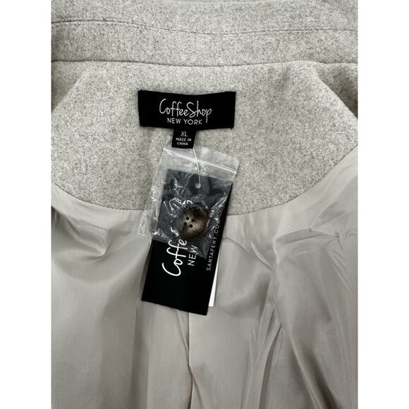 CoffeeShop Trench Coat Single Breasted Sz XL Walker Grey Minimalist Normcore - Picture 6 of 14